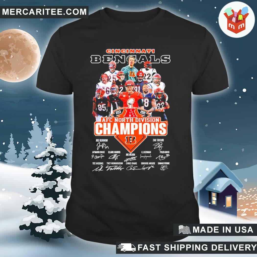 Official cincinnati bengals 2022 afc north division champions signatures  shirt, hoodie, sweater, long sleeve and tank top