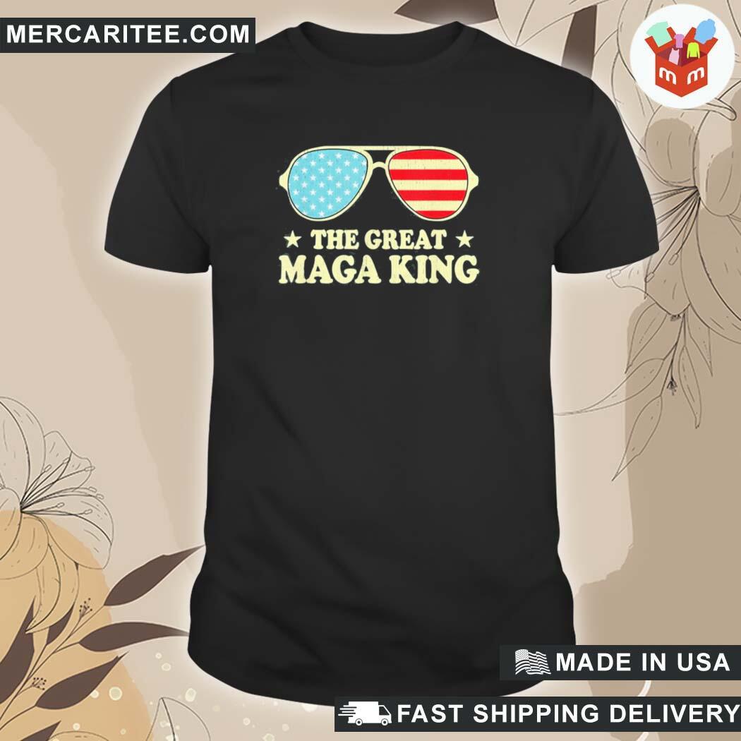 Official Anti Biden The Great Maga King Proud Ultra Maga Sunglasses T-Shirt