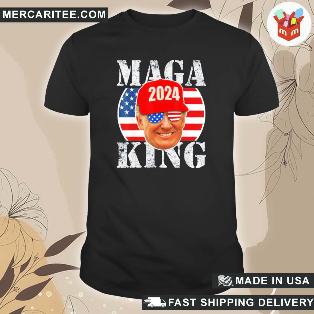 Official Maga King 2024 Trump Republicans Us Flag Anti Biden T-Shirt