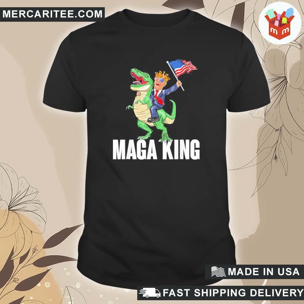 Official Maga King Trump Riding Dinosaur Pro Trump T-Shirt