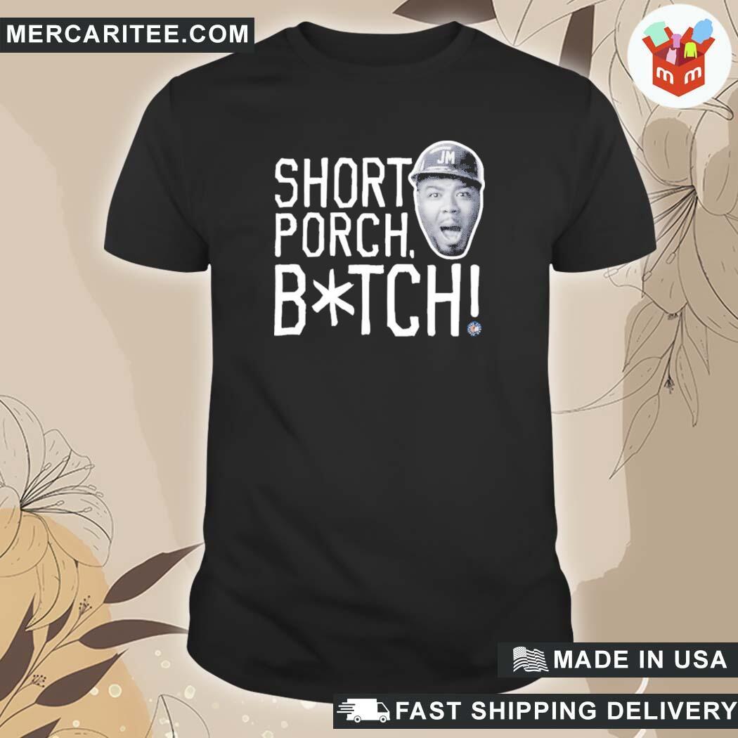 Official Pinstripe Strong Short Porch Bitch Jomboymedia Store Short Porch Bitch Joez T-Shirt
