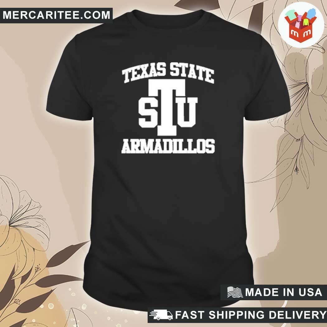 Official Tony Shiffman Texas State Armadillos Straight Arrow Ed Gennero T-Shirt
