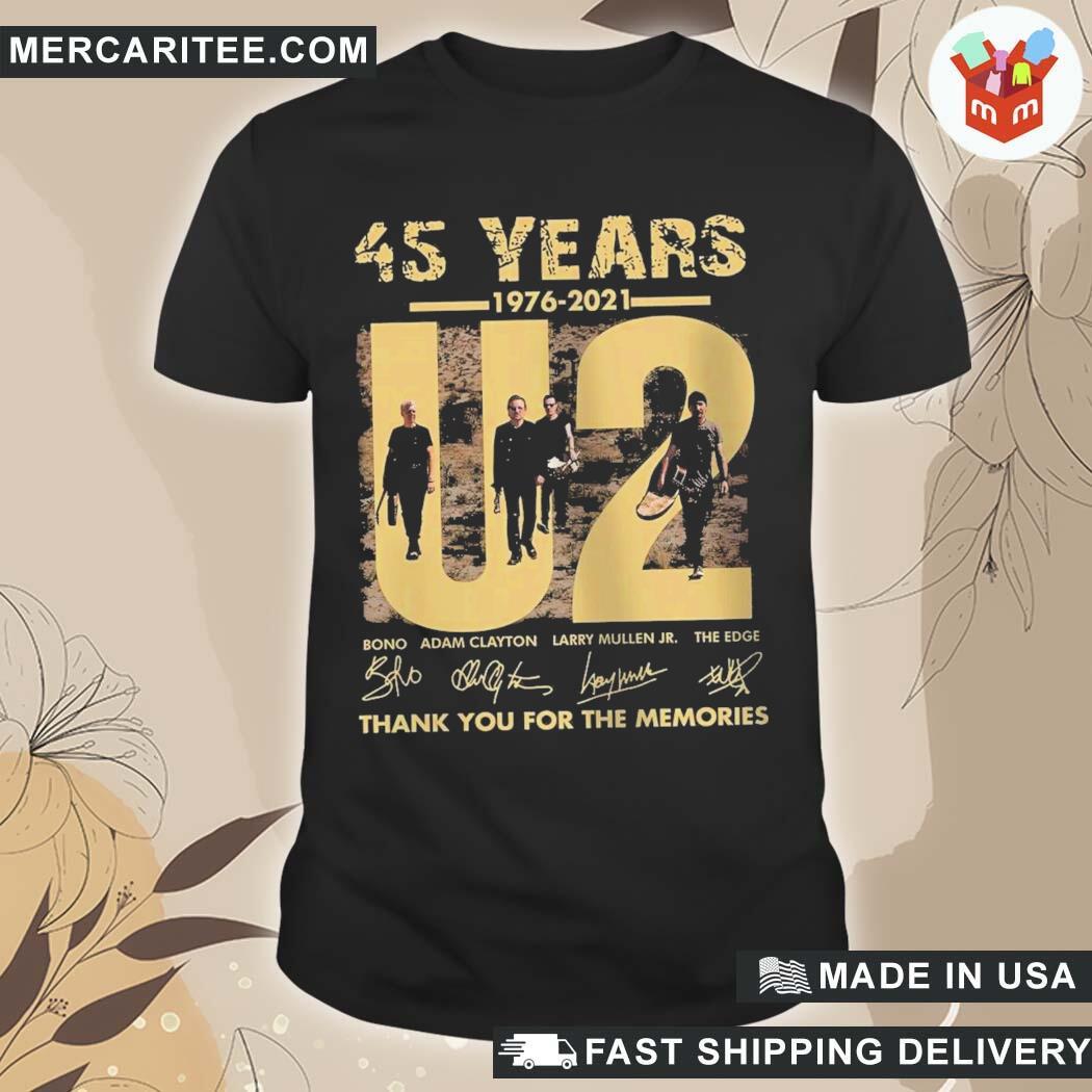 Official U2 Band 45 Years 1976-2021 Signatures Thank You For The Memories T-Shirt