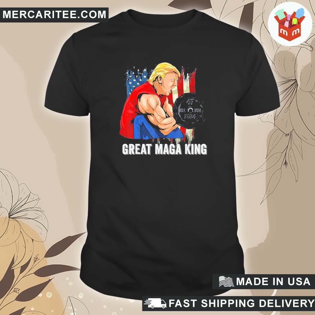 Official Vintage Old The Great Maga King Ultra Maga Patriotic Flag Us T-Shirt
