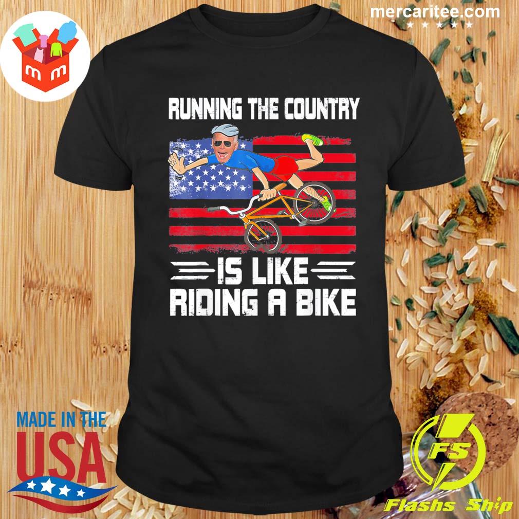 Funny joe Biden Running The Country Is Like Riding A Bike Biden Falls Off Vintage T-Shirt