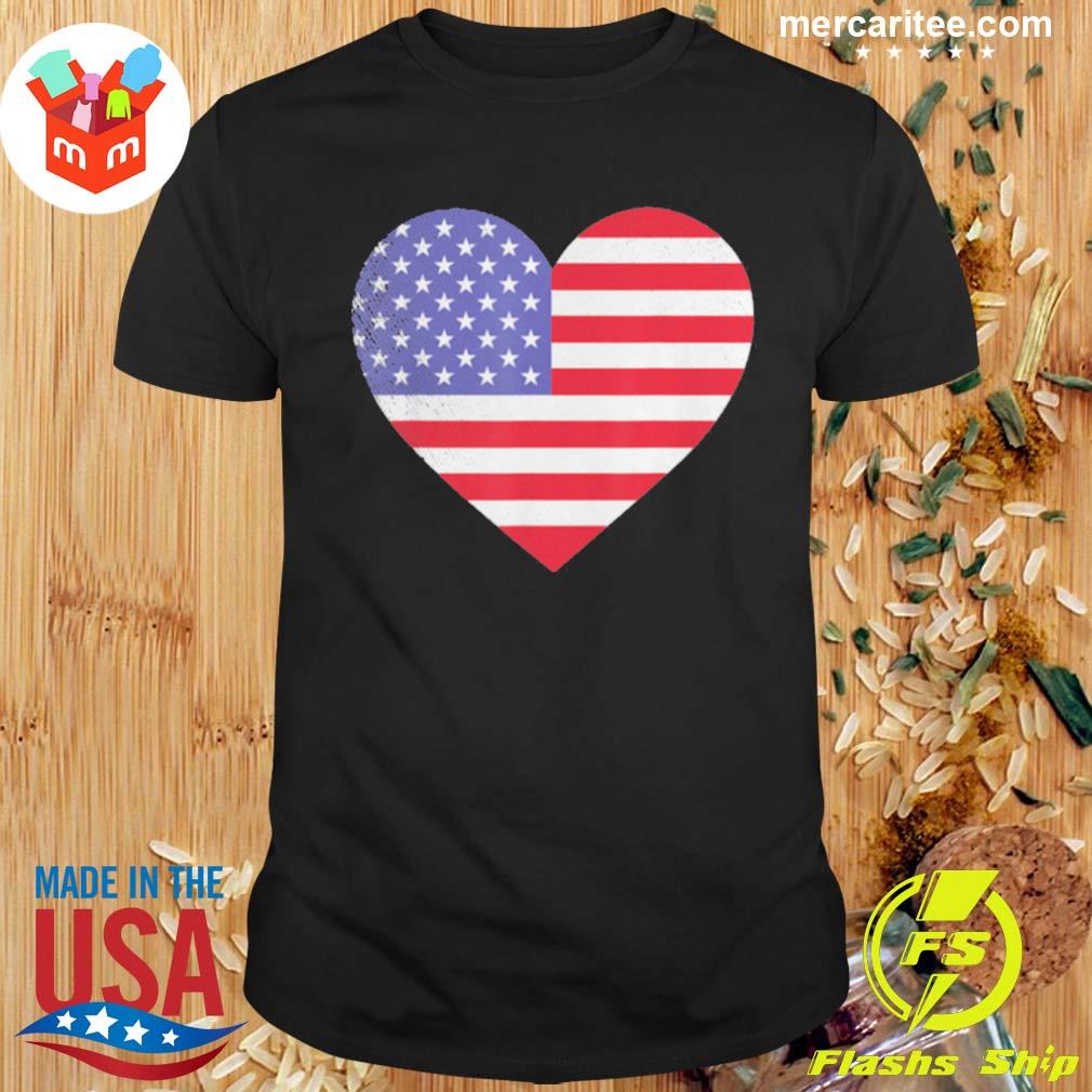 Official american Flag Heart 4th Of July Usa Love Patriotic Pride T-Shirt