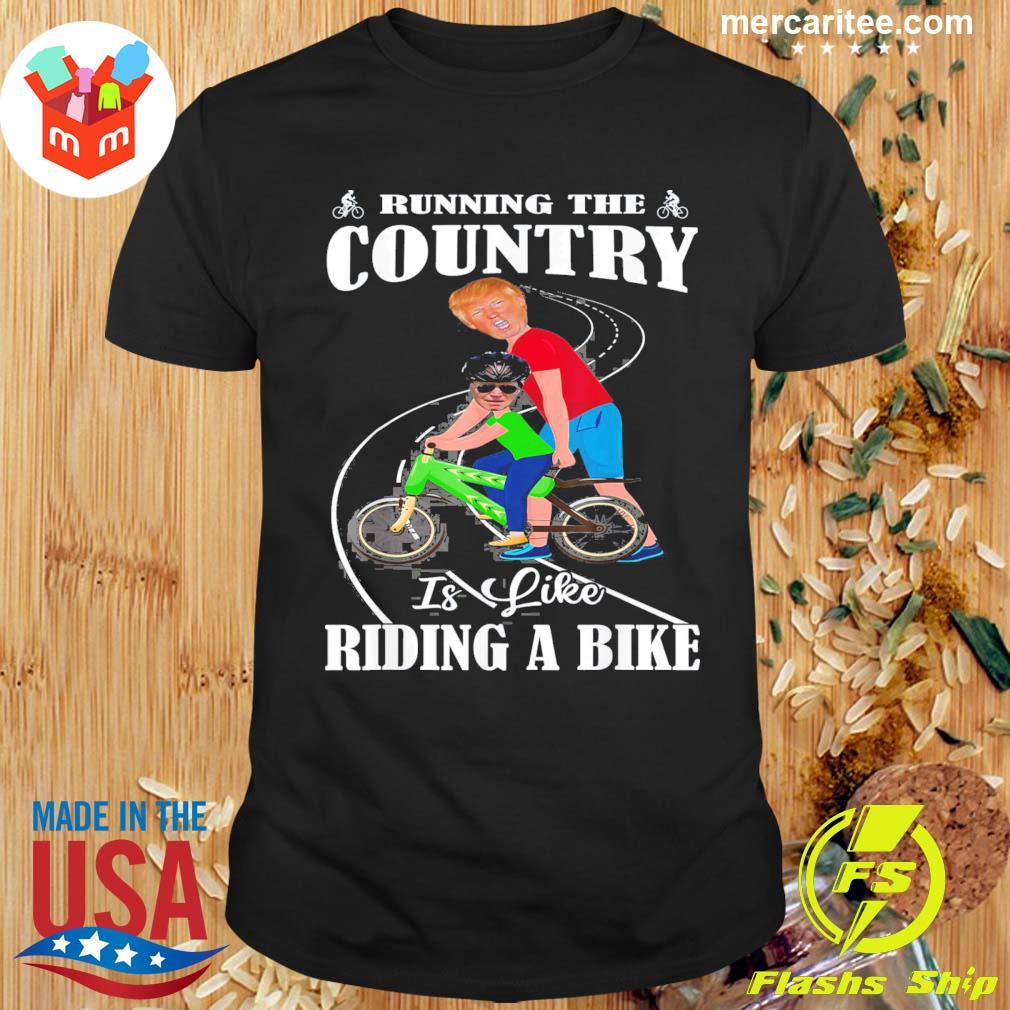 Original joe Biden Falling Off His Bicycle Trump Teacher Running The Country Is Like Riding A Bike T-Shirt