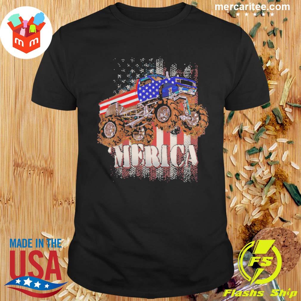 Premium american Flag Monster Truck Merica 4th Of July Monster Truck T-Shirt