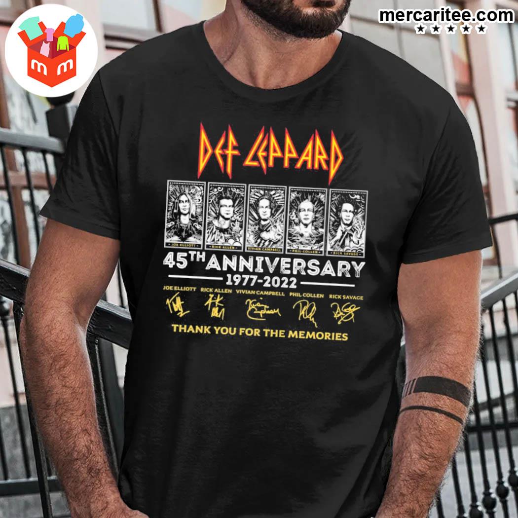 Def Leppard 45th Anniversary 1977 2022 Thank You For The Memories Joe Elliott Rick Allen Vivian Campbell Phil Collen Rick Savage Signature Shirt