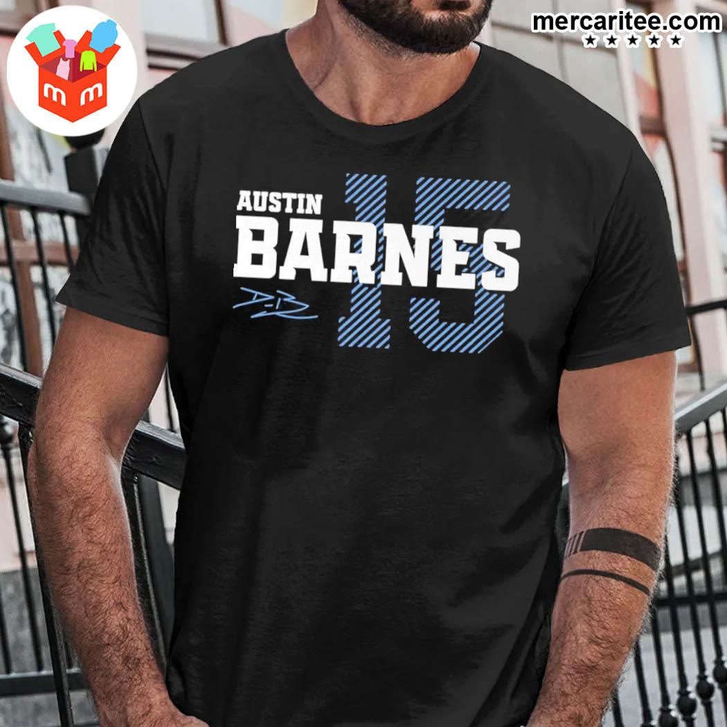 Official Austin Barnes Type Signatures Baseball T-Shirt