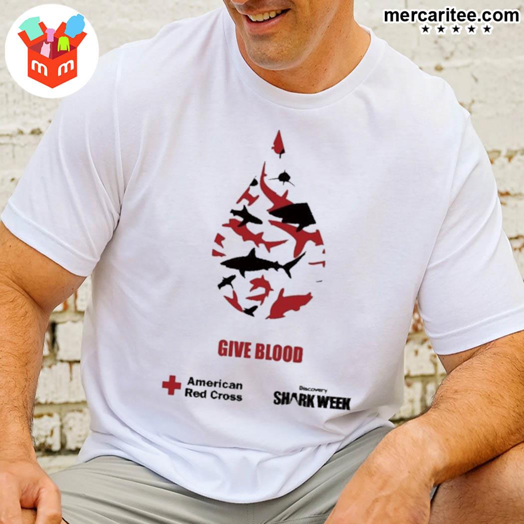 Official Give Blood American Red Cross Discovery Shark Week T-Shirt