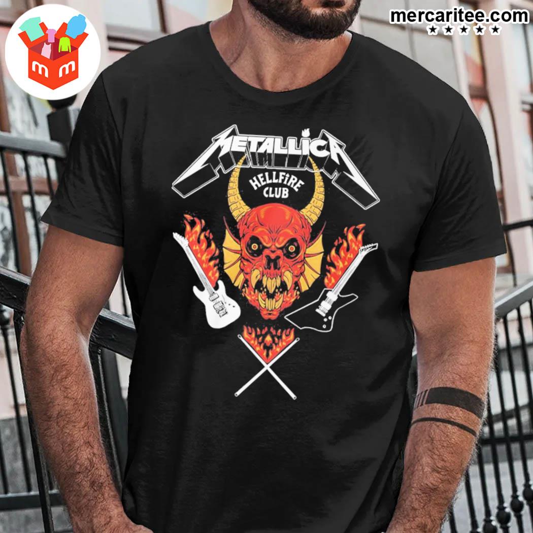 Awesome metallica hellfire club Metallica guitar t-shirt