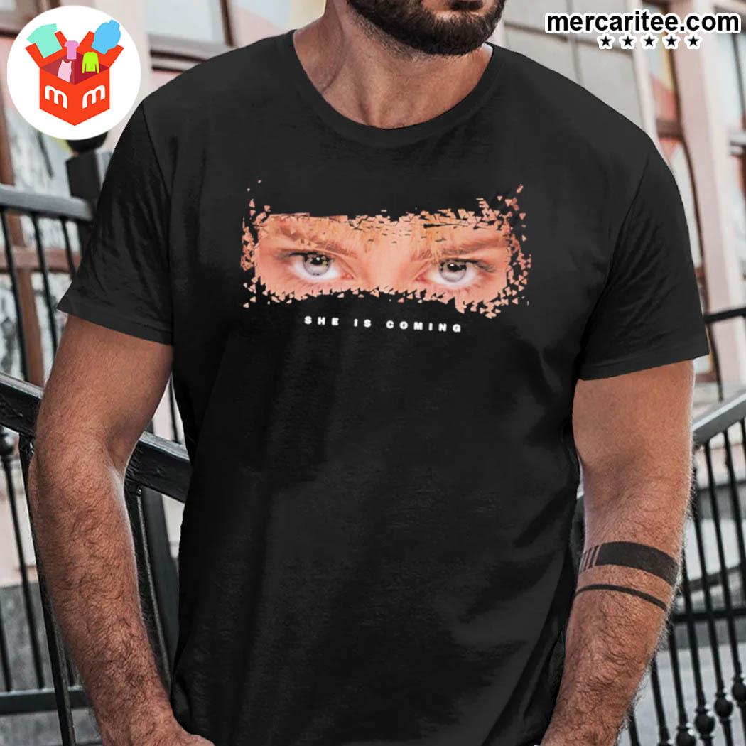 Awesome she is coming Miley Cyrus eyes t-shirt