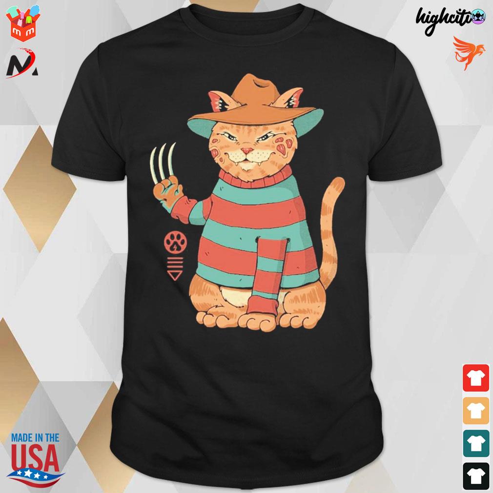 Catana on elm street Freddy Krueger cat t-shirt