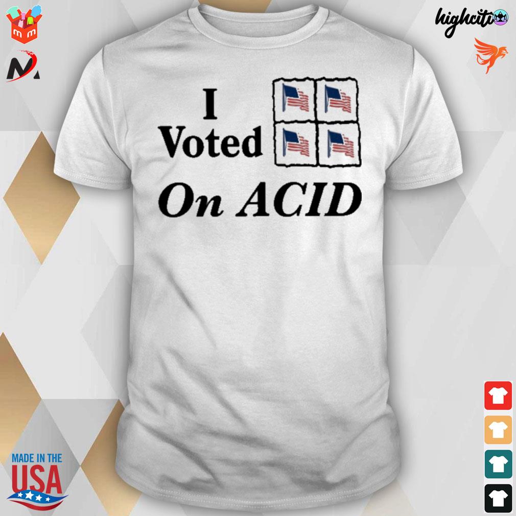 I voted on acid American flag t-shirt
