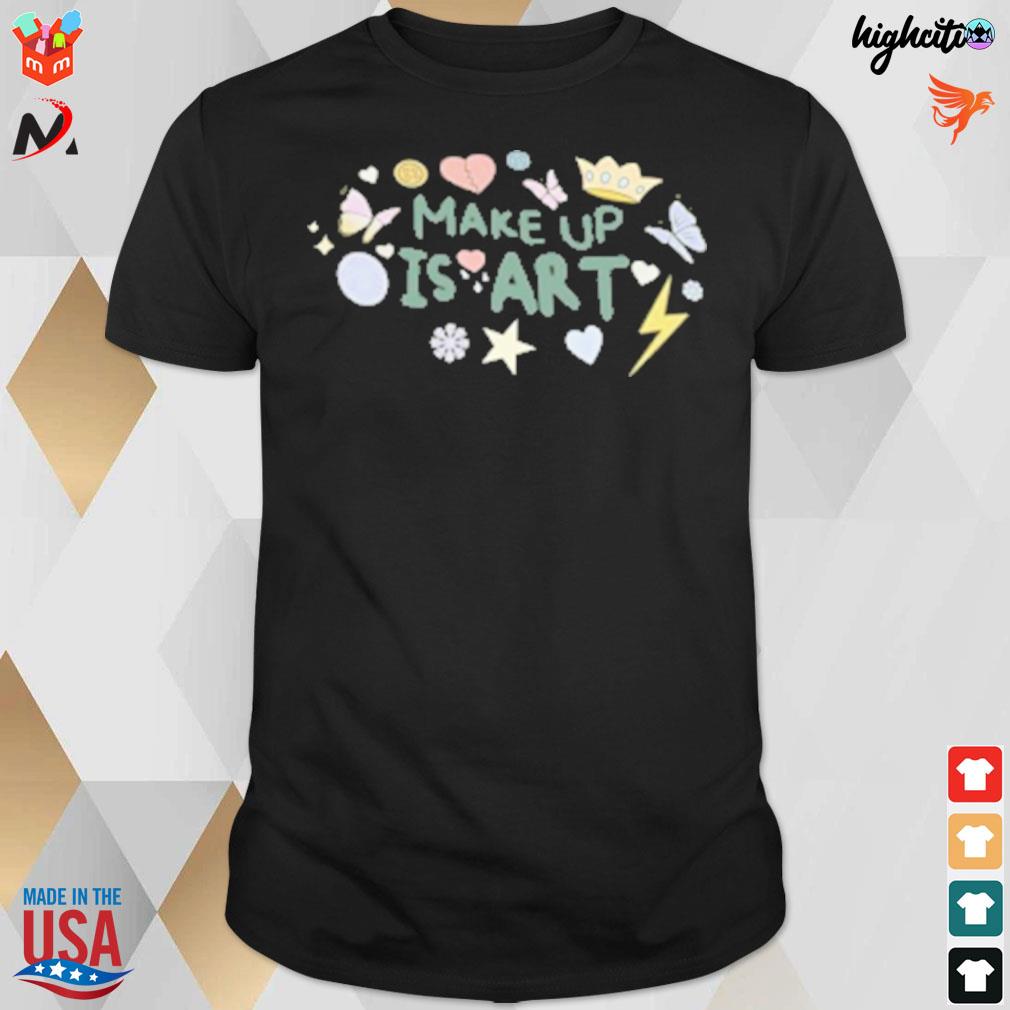 Make up art butterfly heart crown star thunder and balloons t-shirt