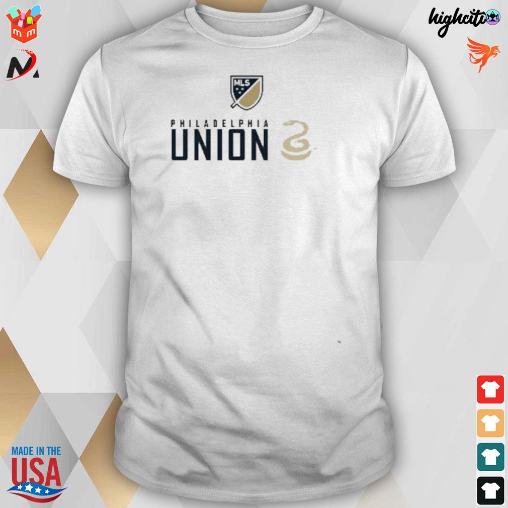 Philadelphia union fanatics branded white shielded MLS snake t-shirt