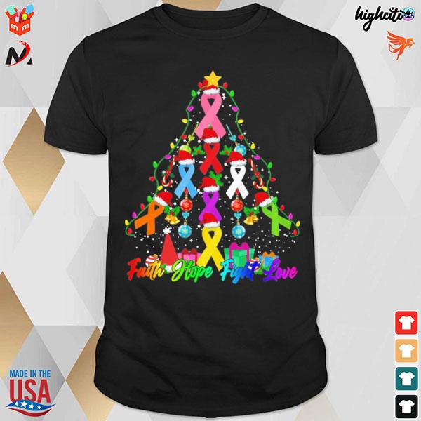 All cancer faith hope fight love tree christmas t-shirt