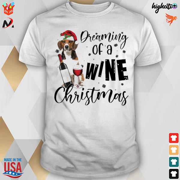 Beagle dreaming of a wine christmas t-shirt