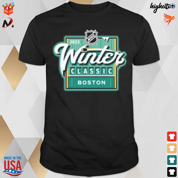 Boston Bruins vs. Pittsburgh penguins fanatics branded black 2023 nhl winter classic event logo t-shirt