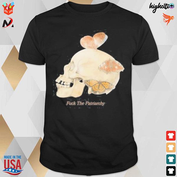 Fuck the patriarchy skull and butterfly T-shirt