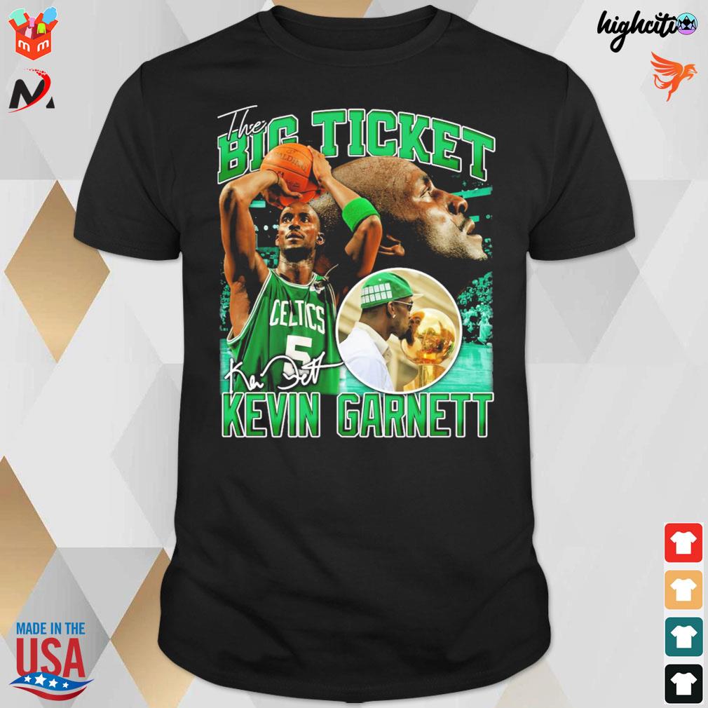 Green design Kevin Garnett basketball legend signature Boston celtics signature t-shirt