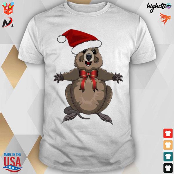 Happy Christmas quokka funny animals Christmas 2022 T-shirt