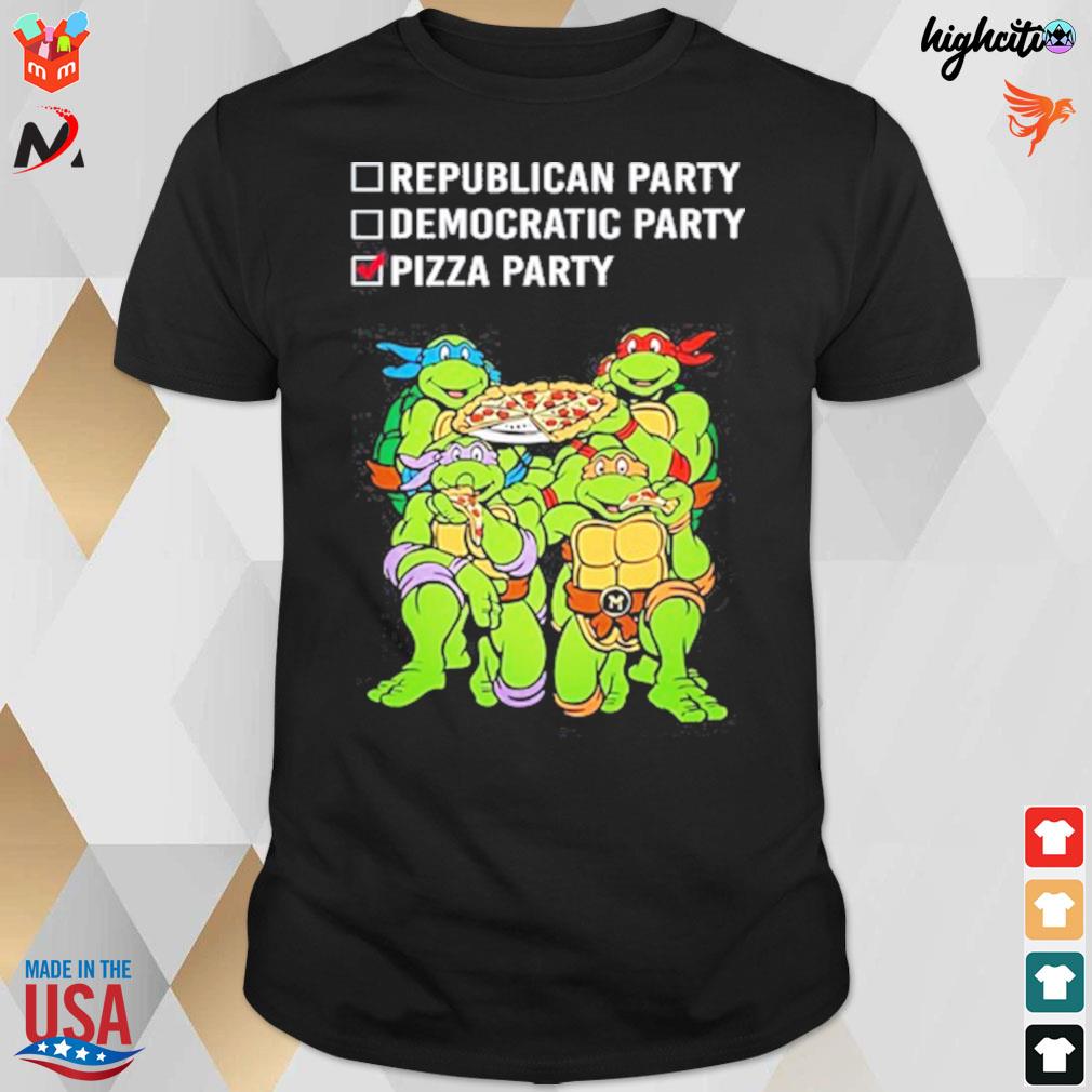 Marisharaygun republish party democratic party pizza party Ninja Turtles t-shirt