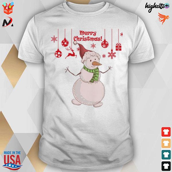 Merry Christmas and Happy 2023 new year frosty the snowman face T-shirt