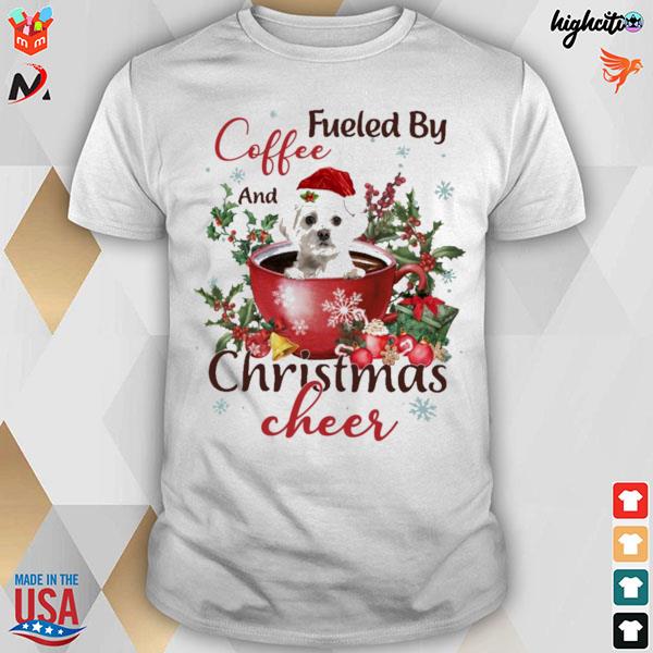 White maltese fueled by coffee and Christmas cheer t-shirt