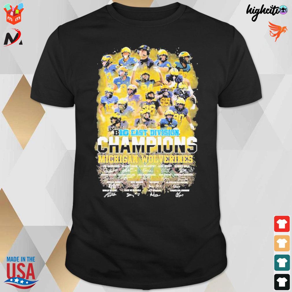 2022 big ten east Division champions Michigan Wolverines all player signatures t-shirt