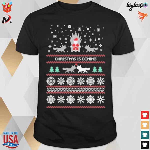 Christmas is coming santa and fox ugly sweater t-shirt