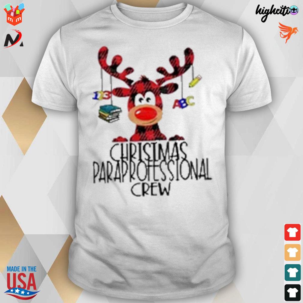 Christmas paraprofessional crew reindeer and books t-shirt