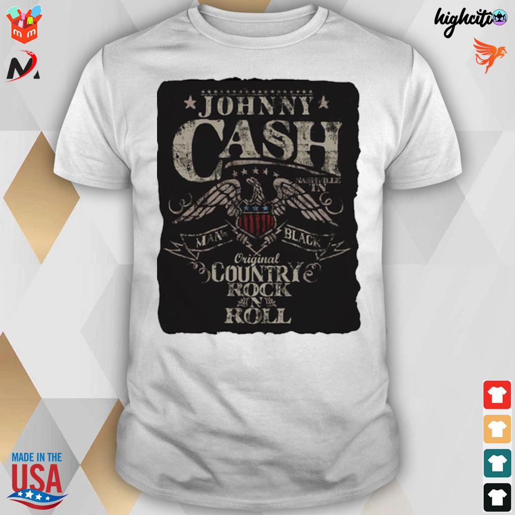 Johnny cash the man in rock and roll t-shirt