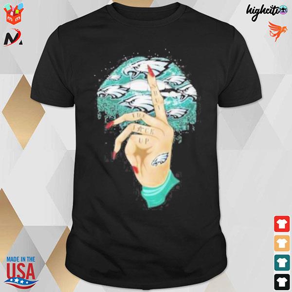 Lips philadelphia eagles logo shut the fuck up t-shirt
