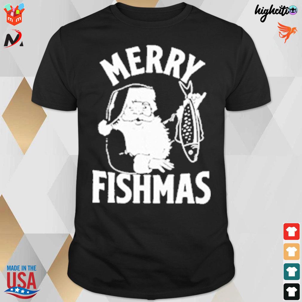 Merru fishmas fishing Christmas 2022 Santa Claus t-shirt