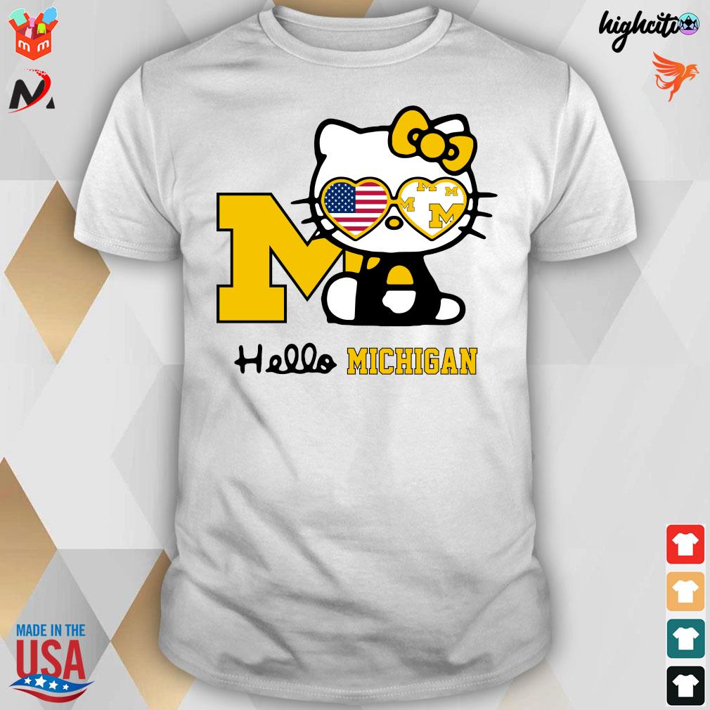 Official Michigan Hello Kitty American Flag T-Shirt