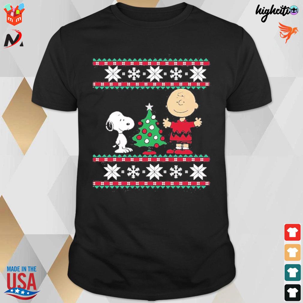 Peanuts Snoopy and charlie Christmas ugly sweater t-shirt