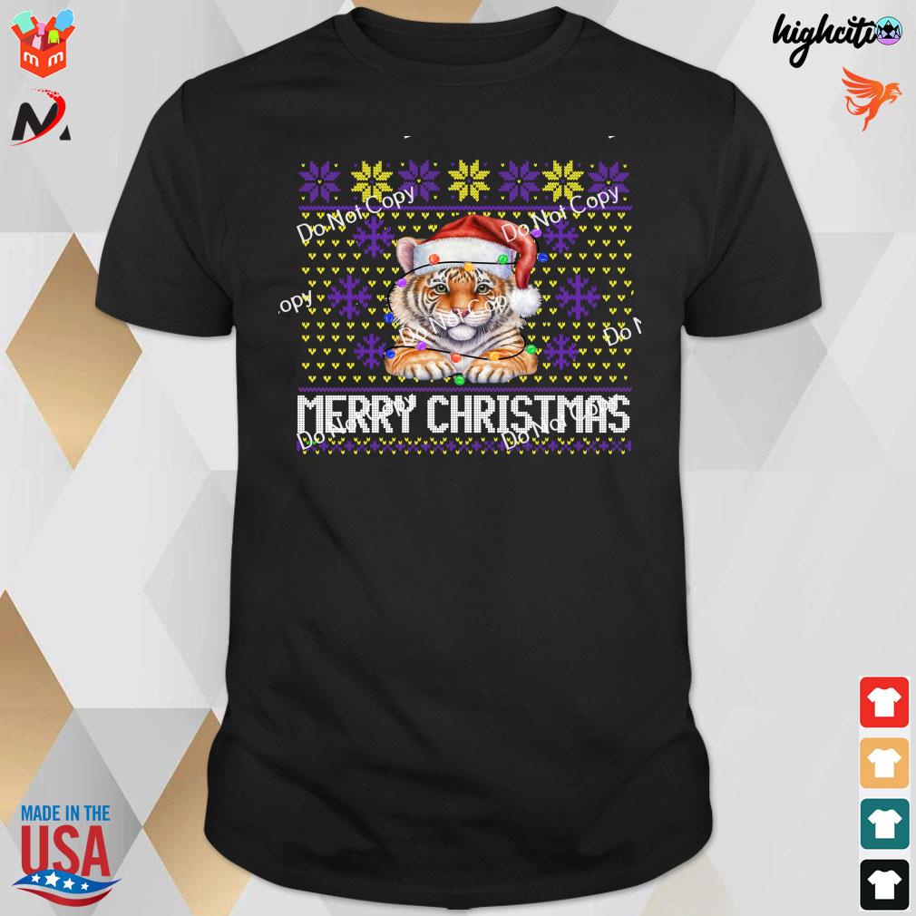 Tiger merry christmas ugly sweater t-shirt