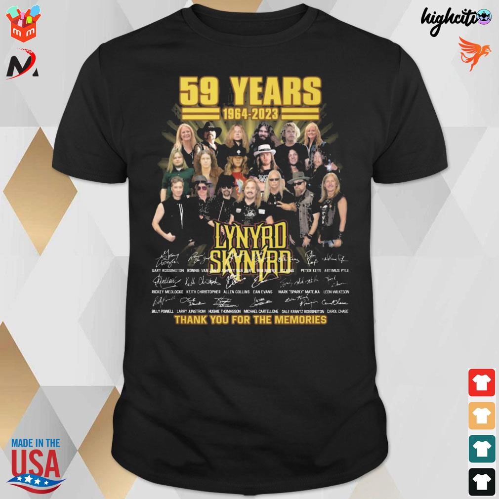 59 years 1964 2023 Lynyrd Skynyrd thank you for the memories all signatures t-shirt