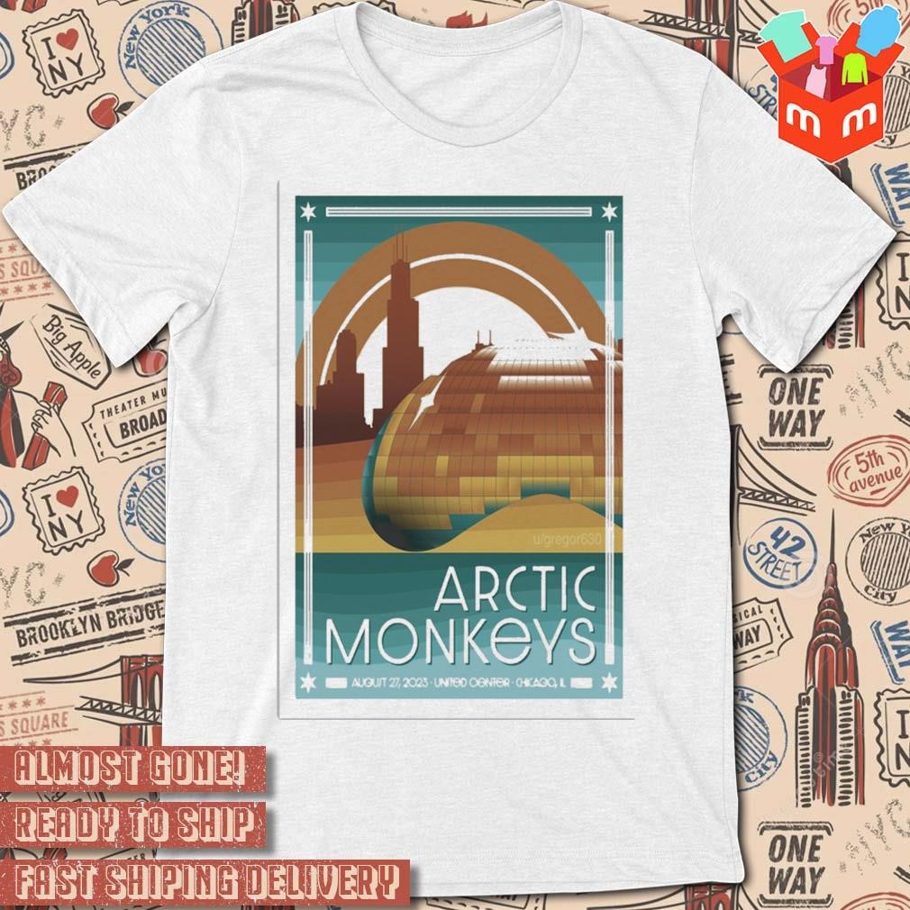 Arctic monkeys august 27 2023 united center Chicago art poster design t-shirt