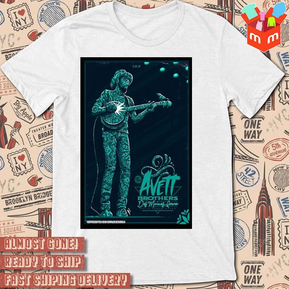 Avett Brothers Concert Wells Fargo Arena Des Moines, IA Aug 25, 2023 art poster design T-shirt