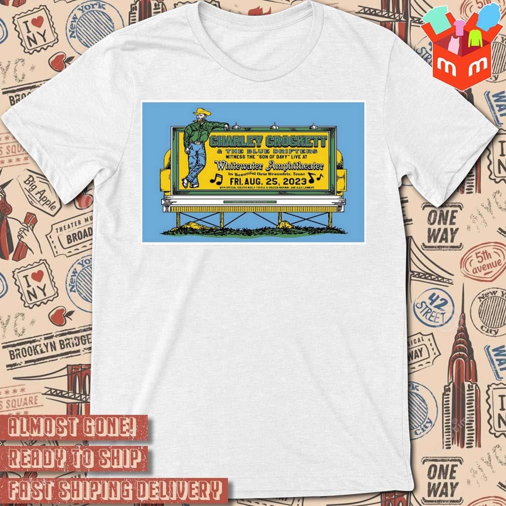 Charley Crockett Summer 2023 Whitewater Amphitheater New Braunfels art poster design T-shirt