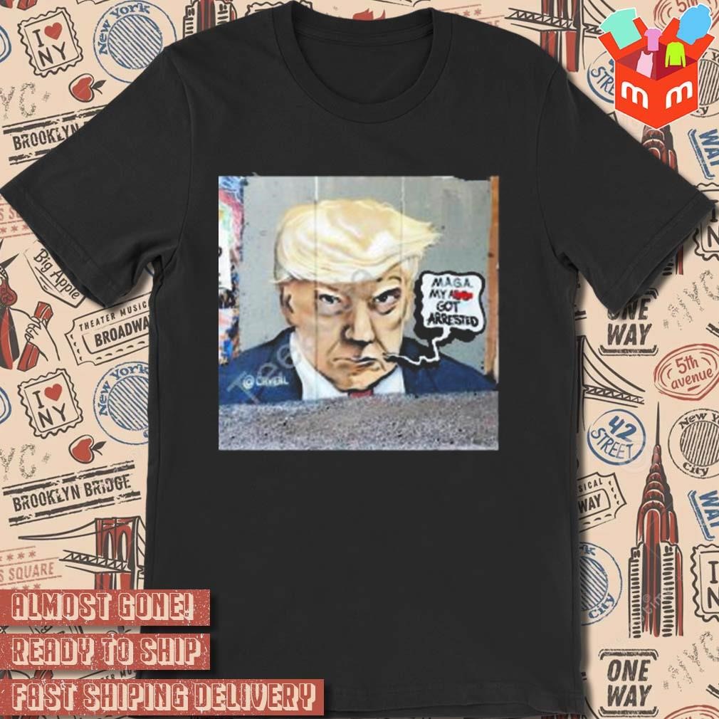 Donald Trump's mugshot maga my as got arrested art design t-shirt