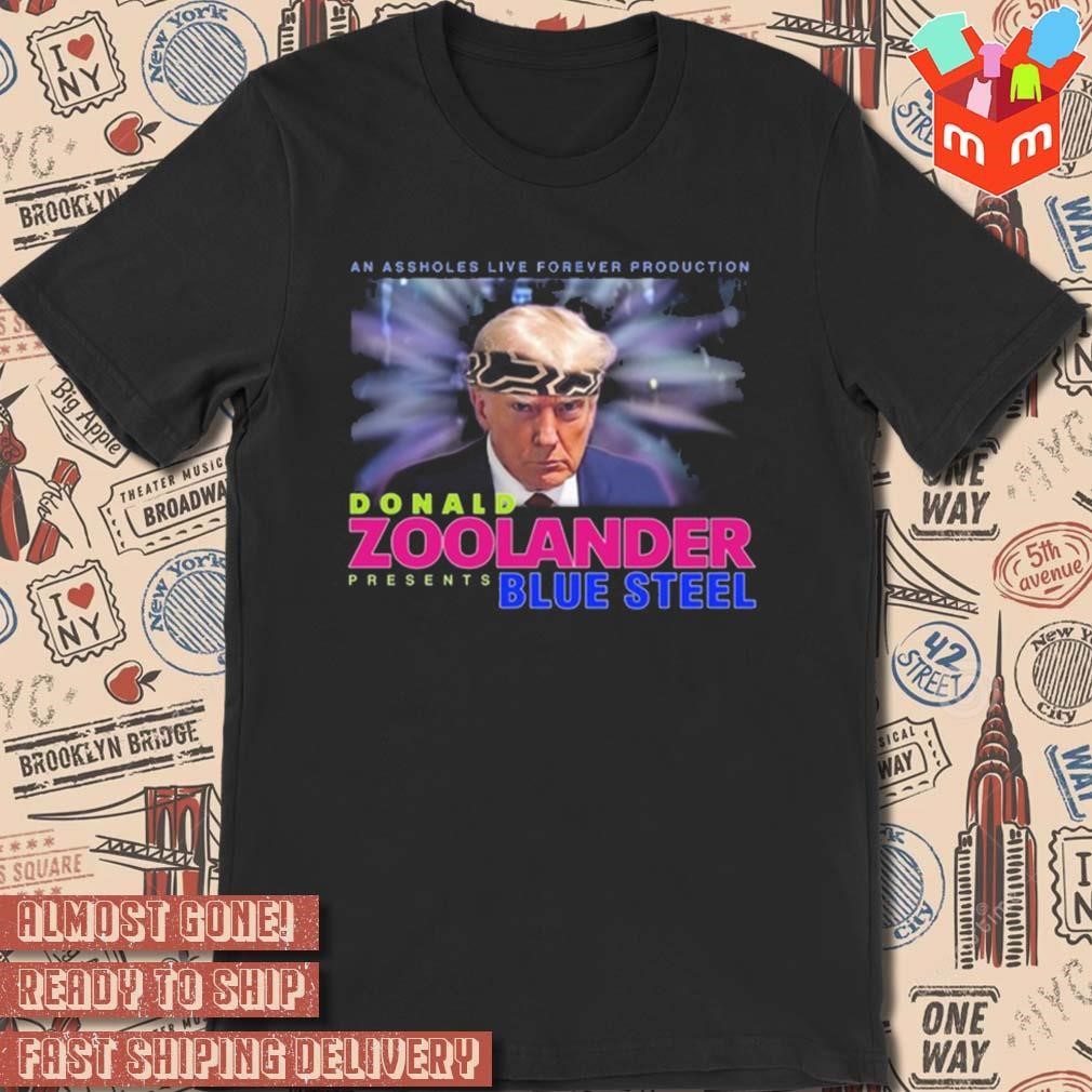 Donald zoolander presents blue steel photo design t-shirt
