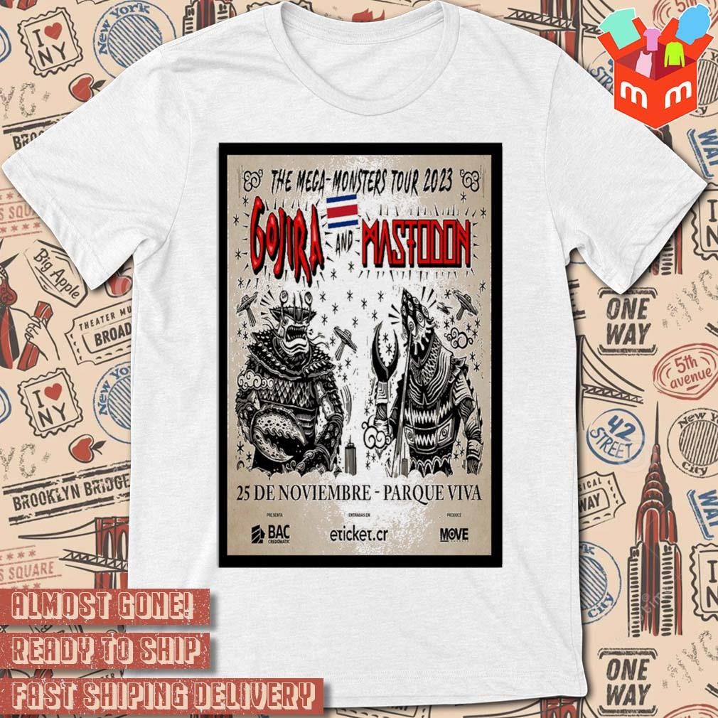 Gojira and Mastodon 25 dec 2023 parque viva art poster design t-shirt