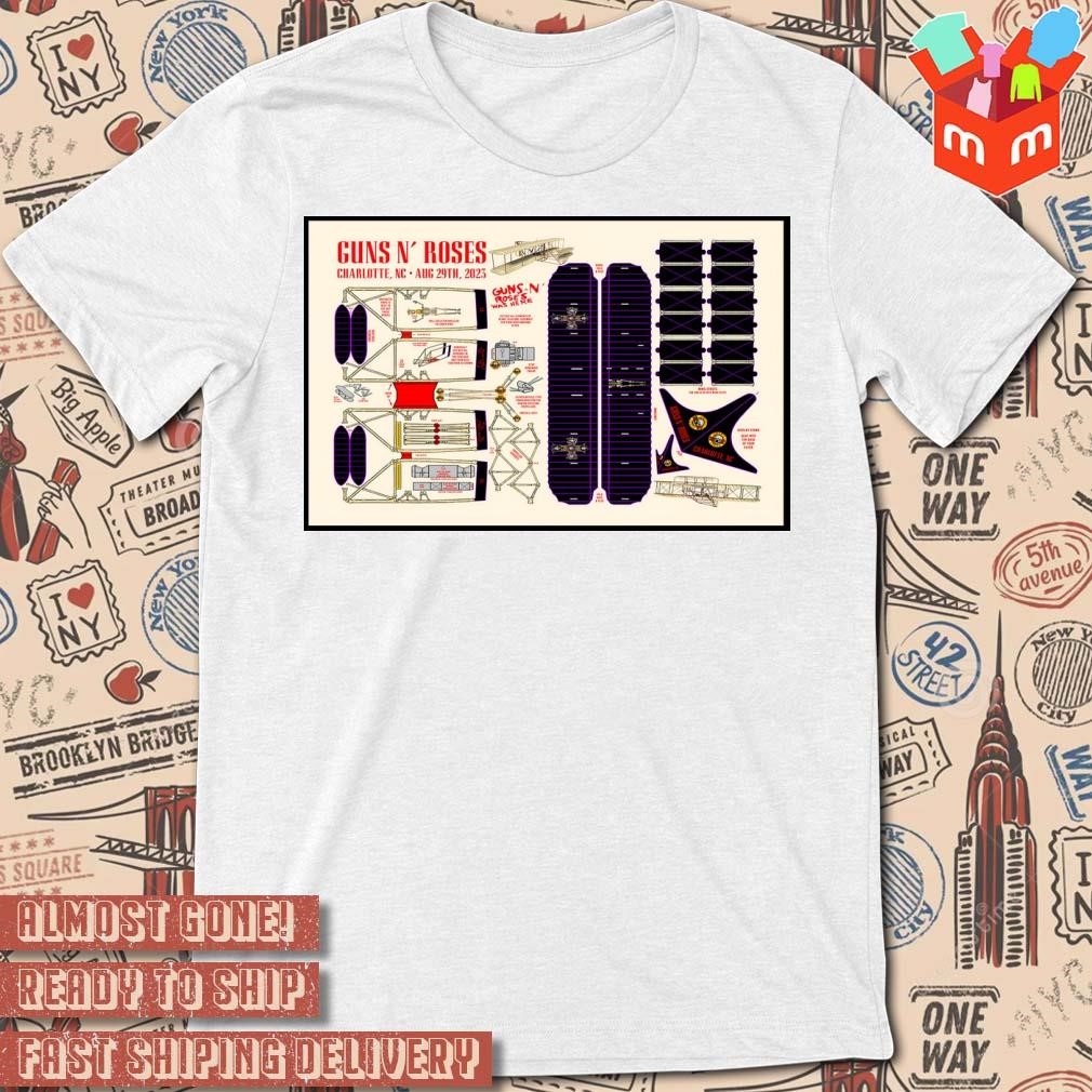 Guns N' Roses Charlotte NC Tour 29 Aug 2023 art poster design T-shirt