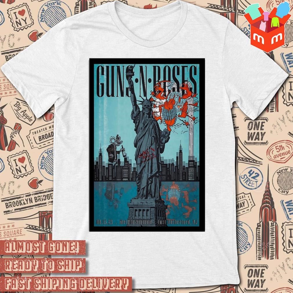 Guns n' roses tour Metlife stadium aug 15 2023 art poster design t-shirt