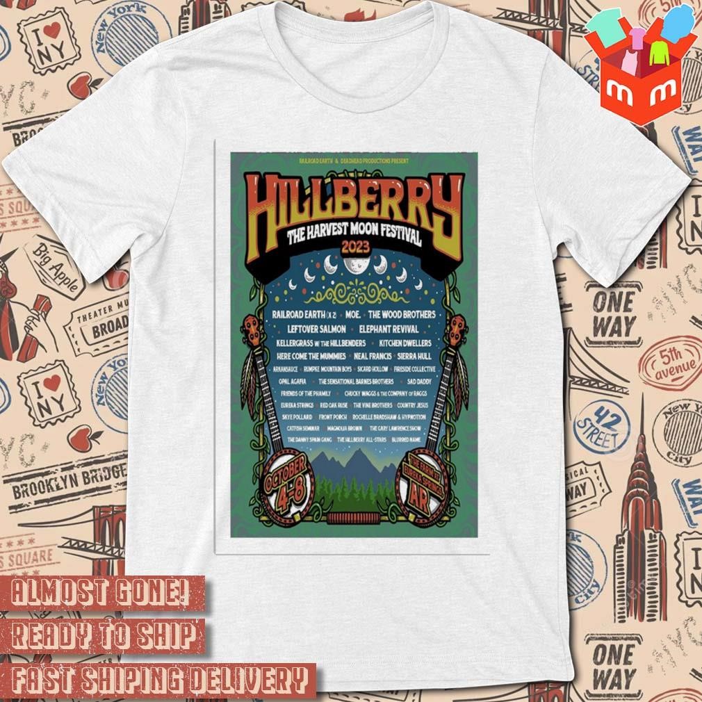 Hillberry october 2023 the harvest moon festival the farm at Eureka Springs AR art poster design t-shirt