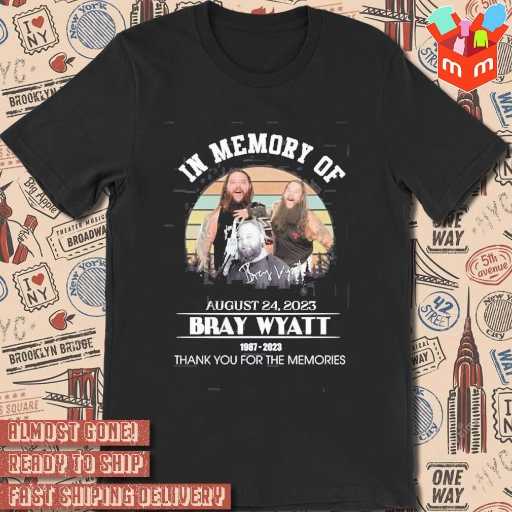 In Memory Of August 24, 2023 Bray Wyatt 1987 – 2023 Thank You For The Memories vintage retro photo design T-shirt